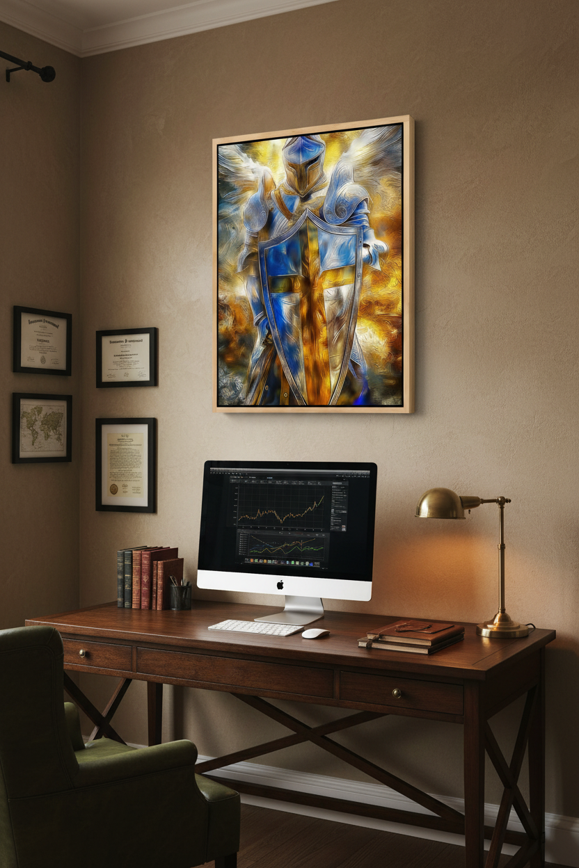 Shield of Faith Wall Art – Armor of God Christian Knight Canvas
