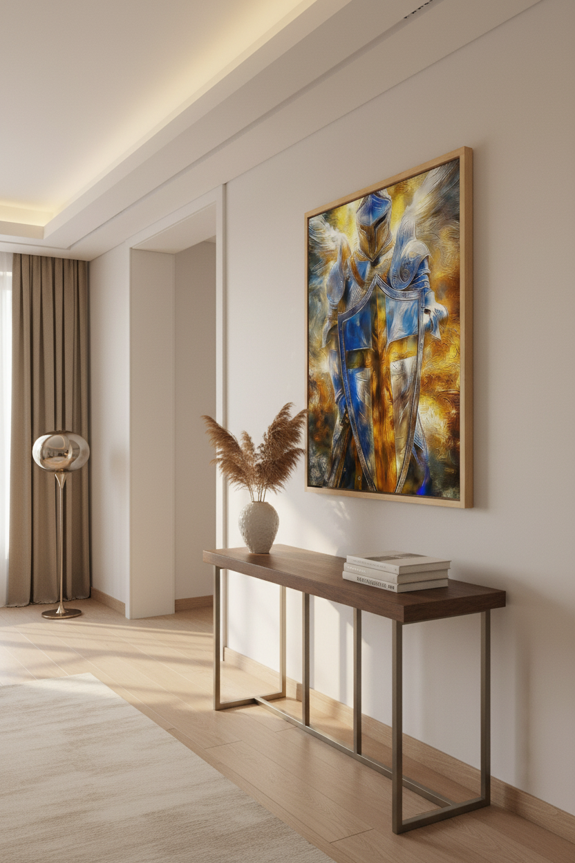 Shield of Faith Wall Art – Armor of God Christian Knight Canvas