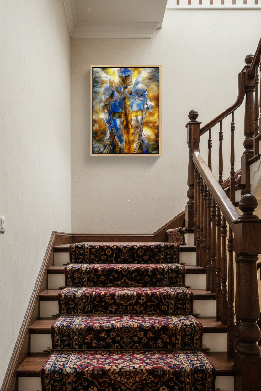 Shield of Faith Wall Art – Armor of God Christian Knight Canvas