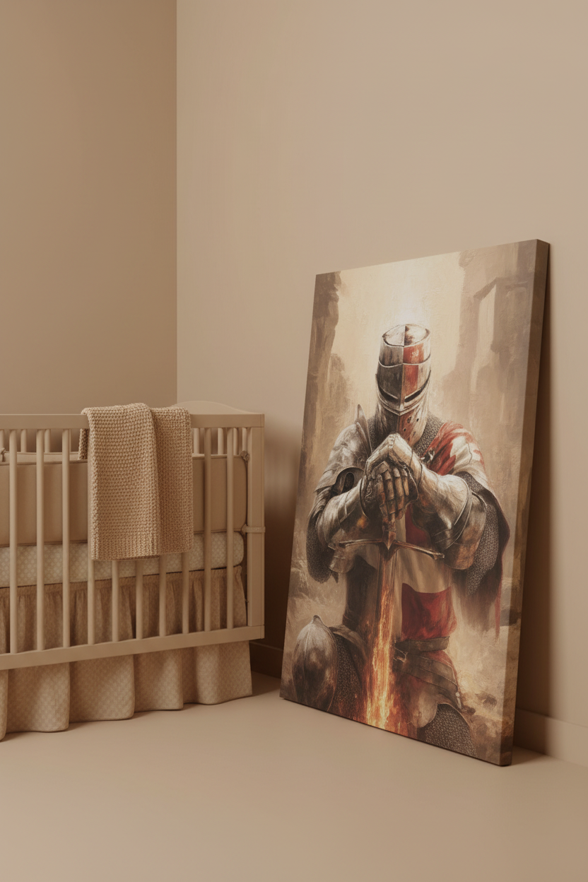 Christian Warrior Wall Art – Spiritual Warfare Knight Canvas