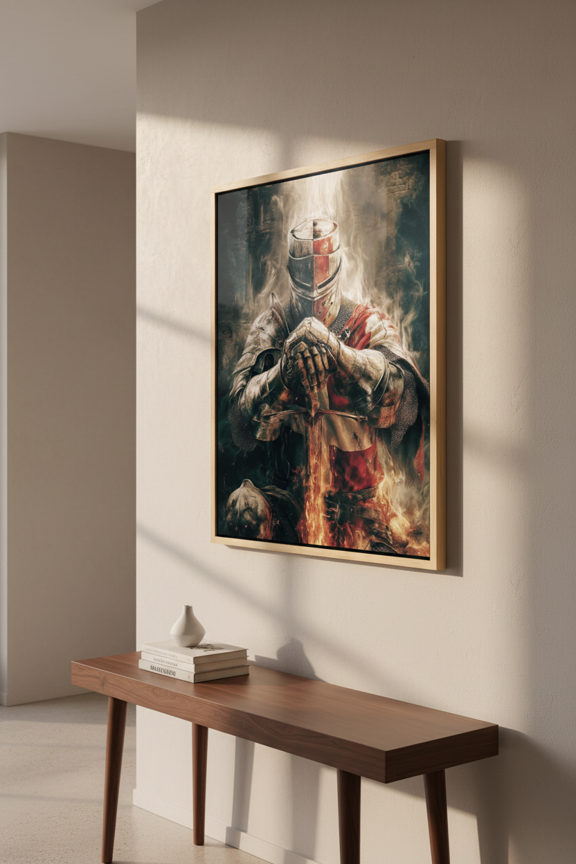 Christian Warrior Wall Art – Spiritual Warfare Knight Canvas