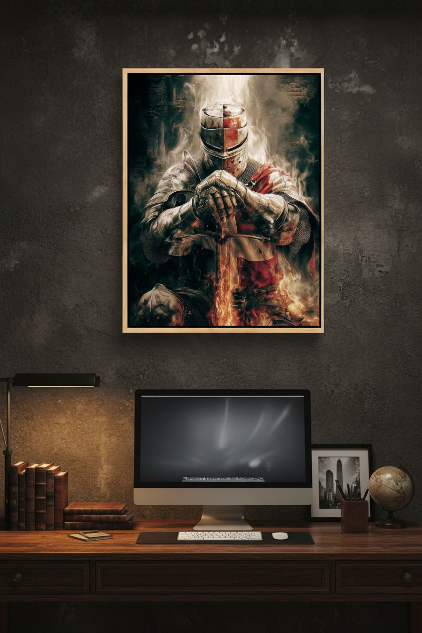 Christian Warrior Wall Art – Spiritual Warfare Knight Canvas
