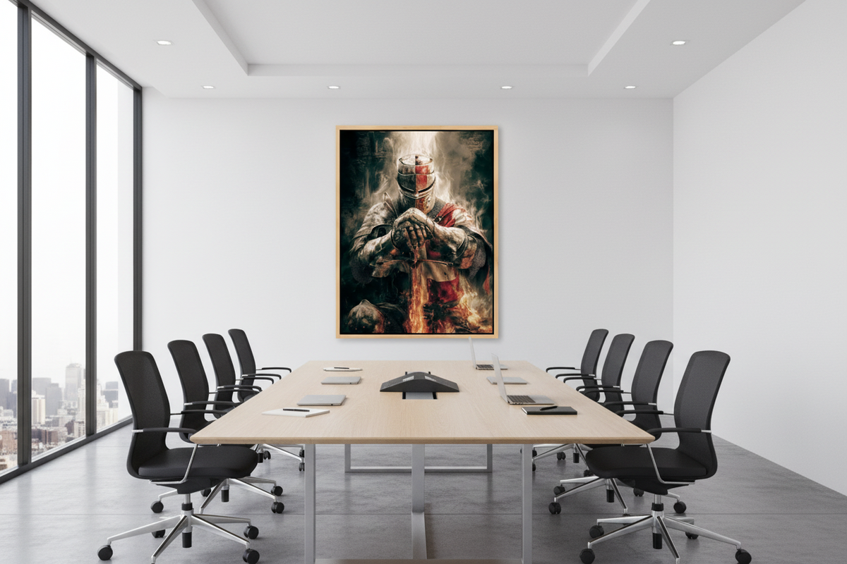 Christian Warrior Wall Art – Spiritual Warfare Knight Canvas