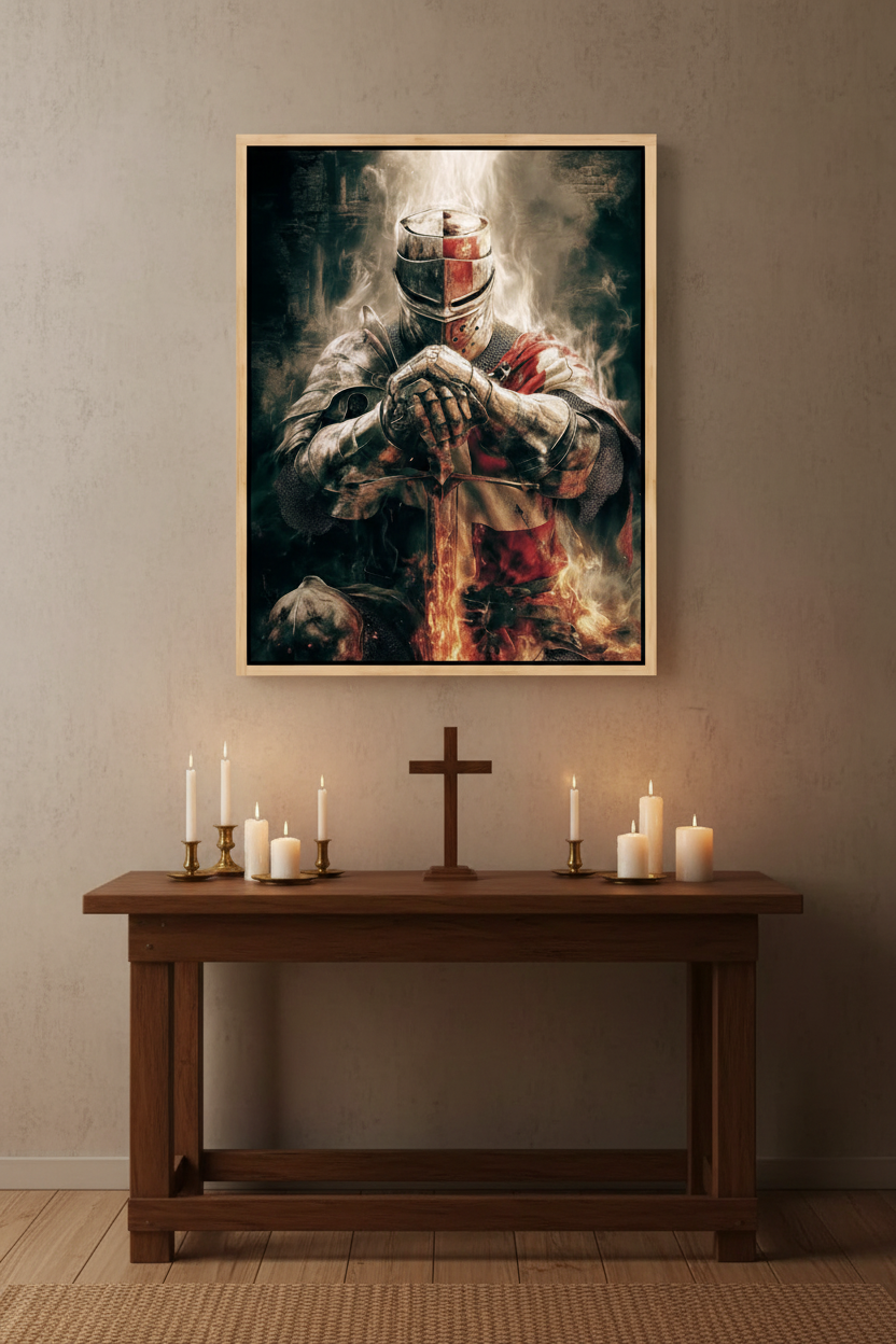 Christian Warrior Wall Art – Spiritual Warfare Knight Canvas