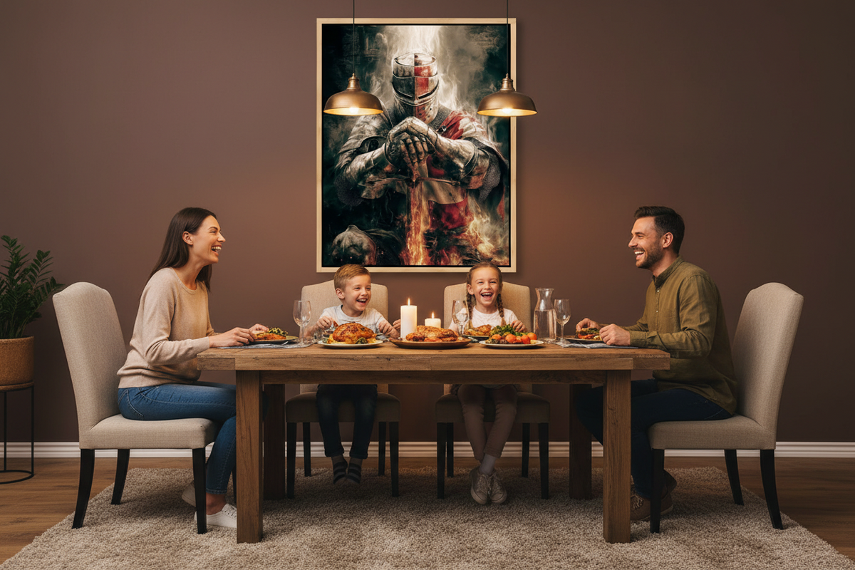 Christian Warrior Wall Art – Spiritual Warfare Knight Canvas