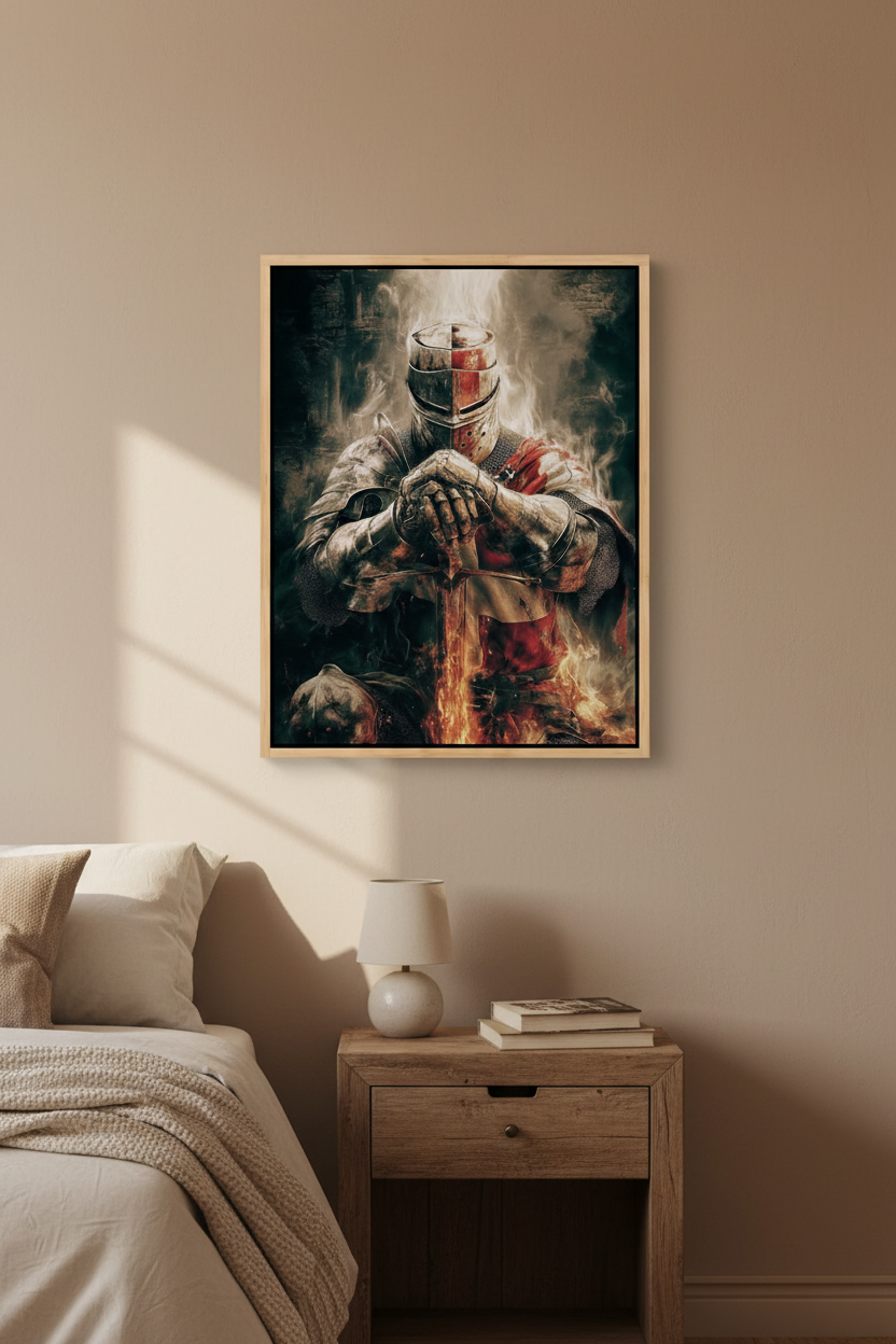 Christian Warrior Wall Art – Spiritual Warfare Knight Canvas