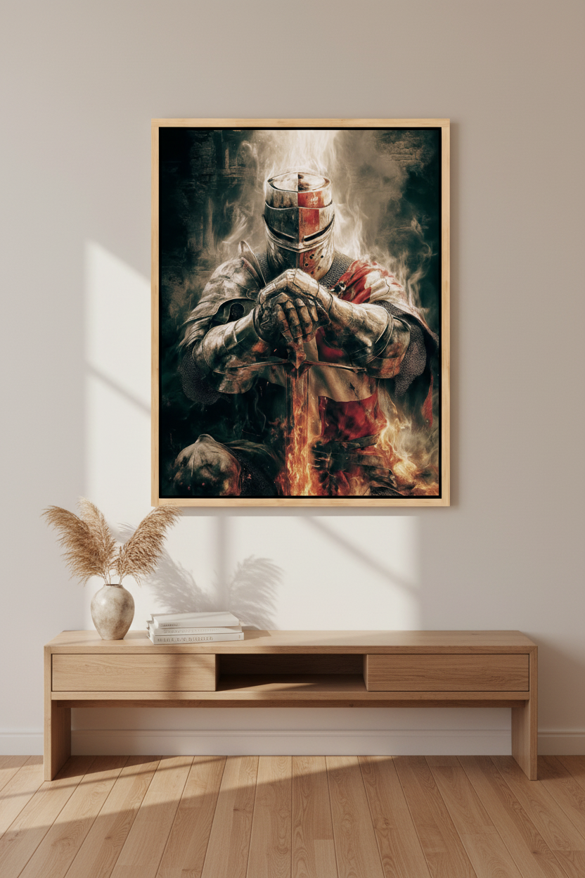 Christian Warrior Wall Art – Spiritual Warfare Knight Canvas