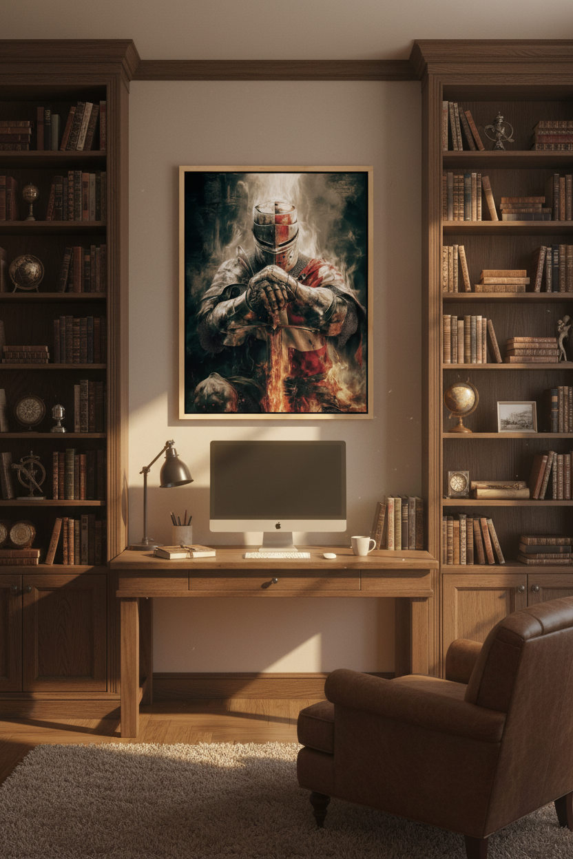 Christian Warrior Wall Art – Spiritual Warfare Knight Canvas