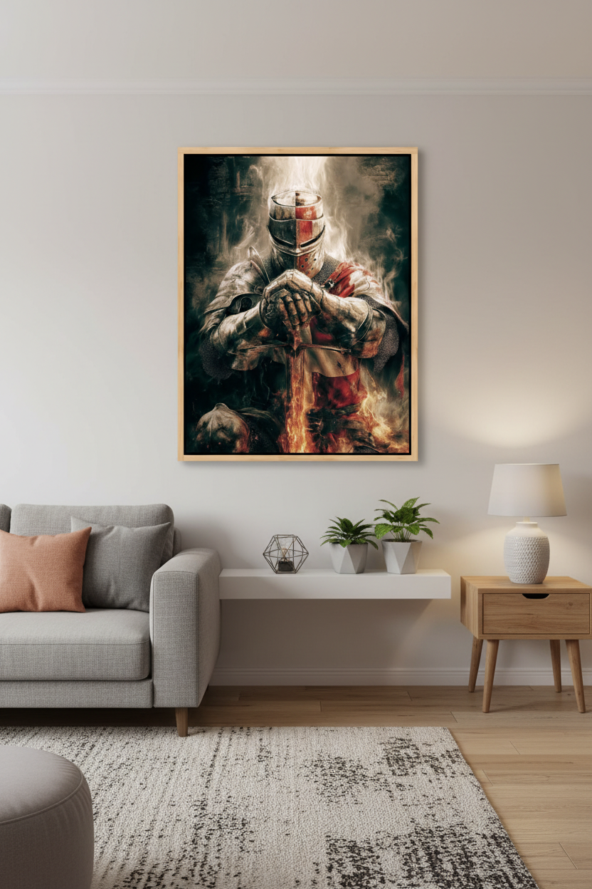 Christian Warrior Wall Art – Spiritual Warfare Knight Canvas