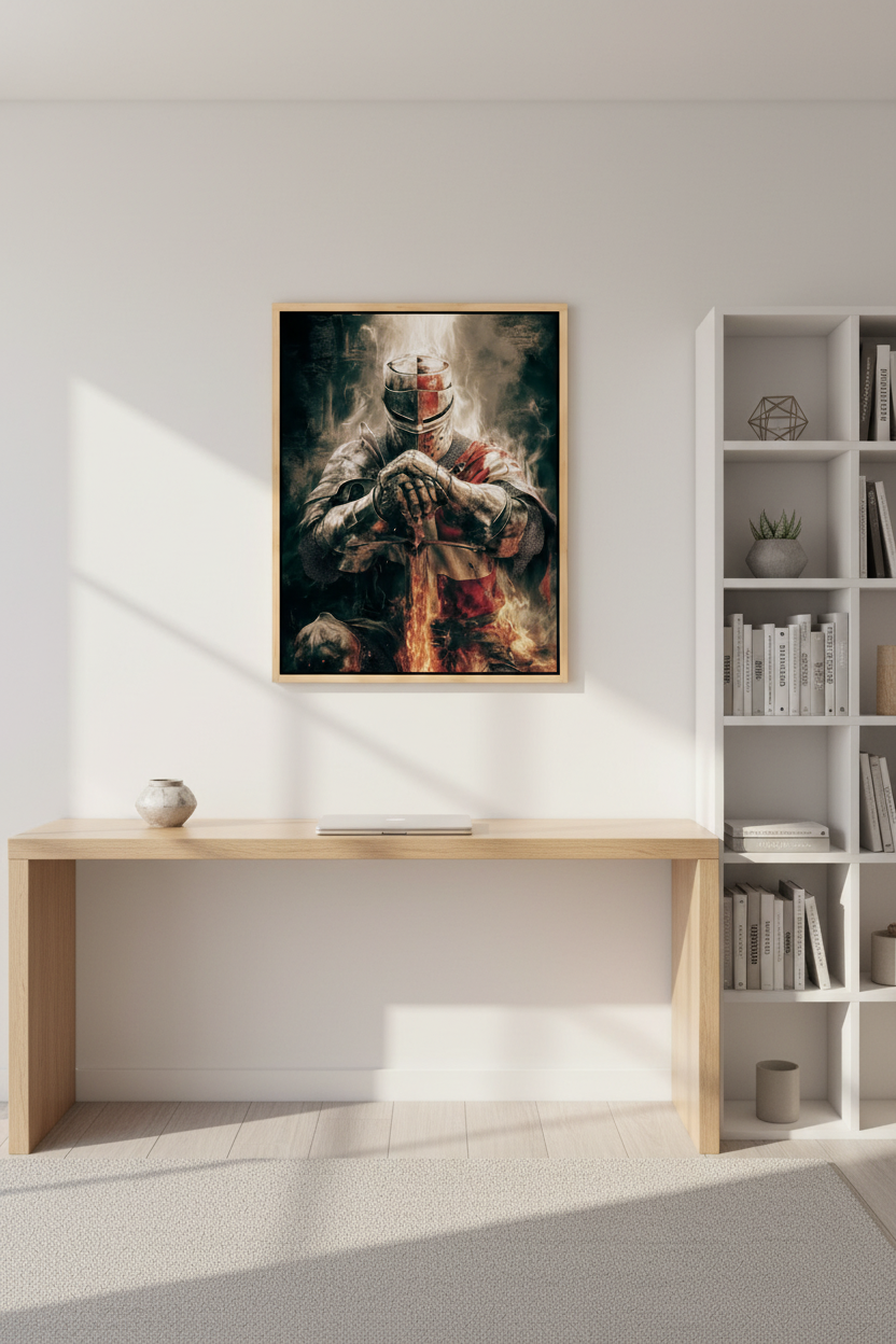 Christian Warrior Wall Art – Spiritual Warfare Knight Canvas