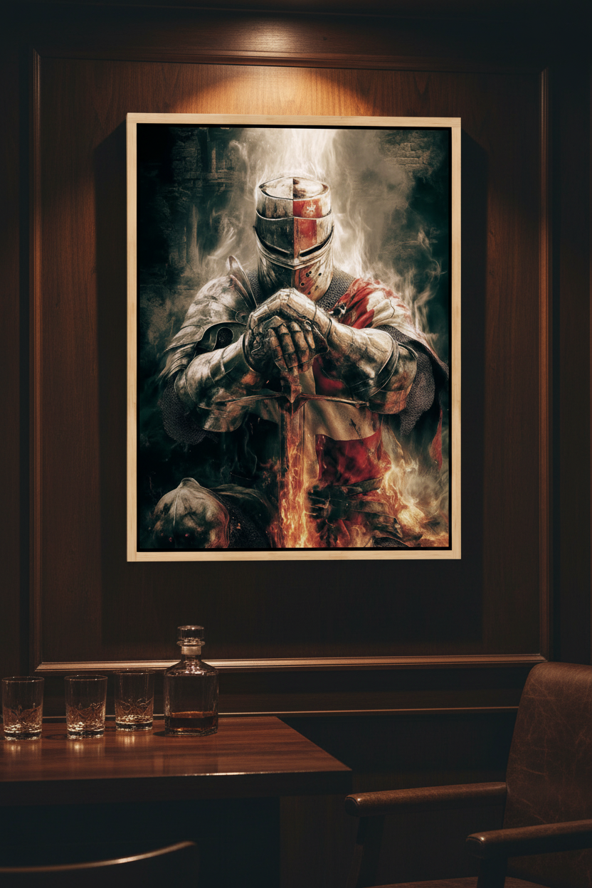 Christian Warrior Wall Art – Spiritual Warfare Knight Canvas