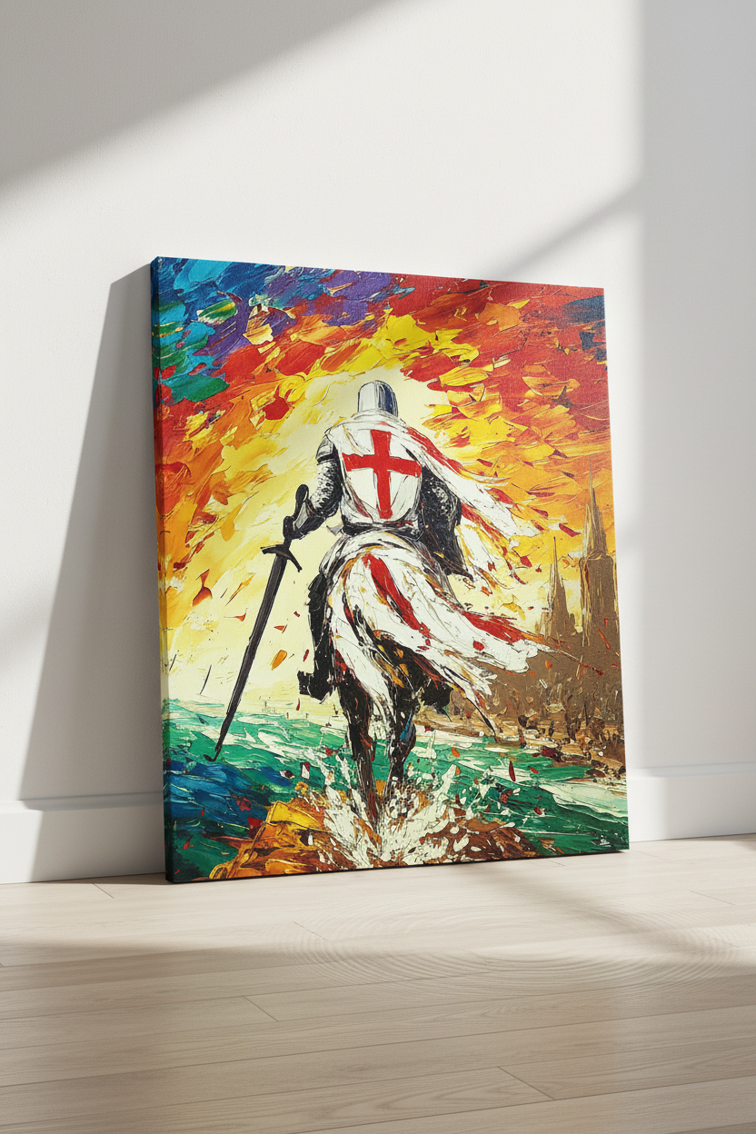 Spiritual Warfare Wall Art – Christian Knight Riding into Battle