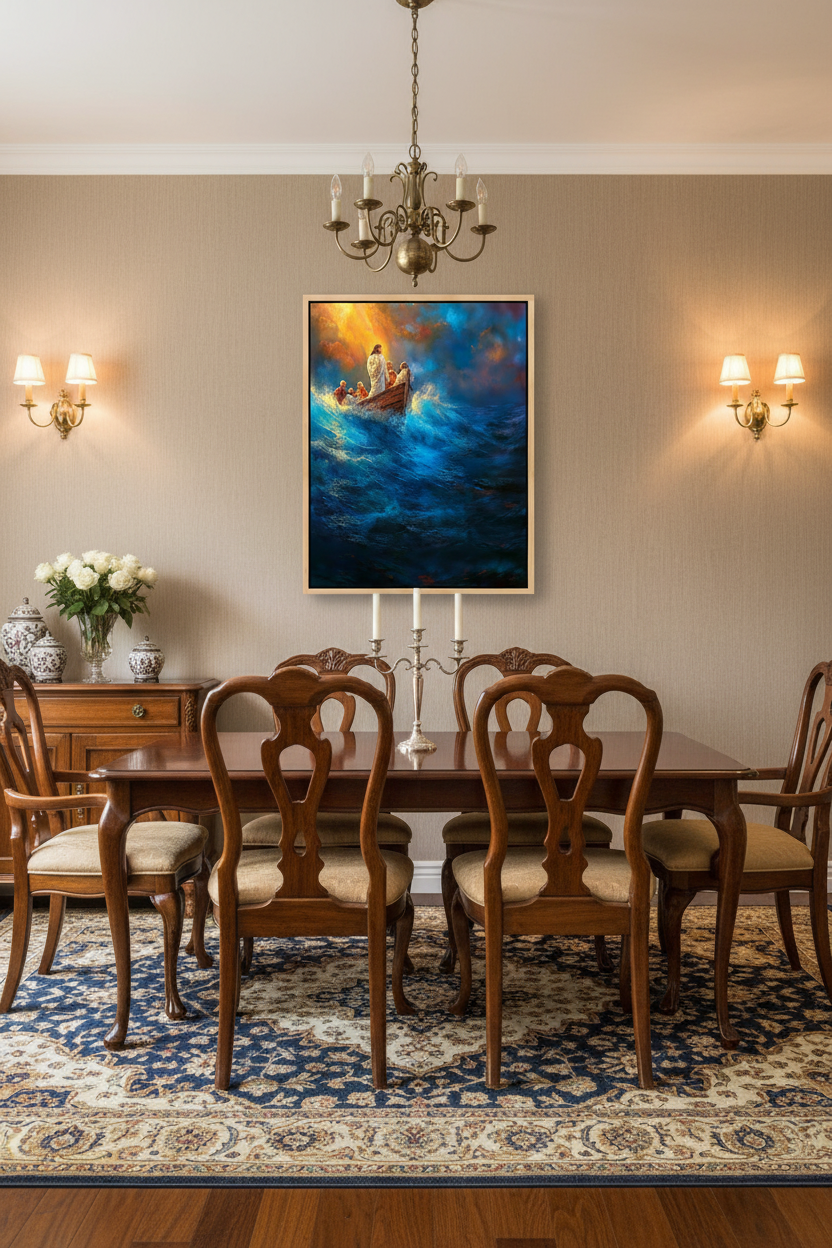 Jesus Calms the Storm Wall Art – Christian Boat Canvas