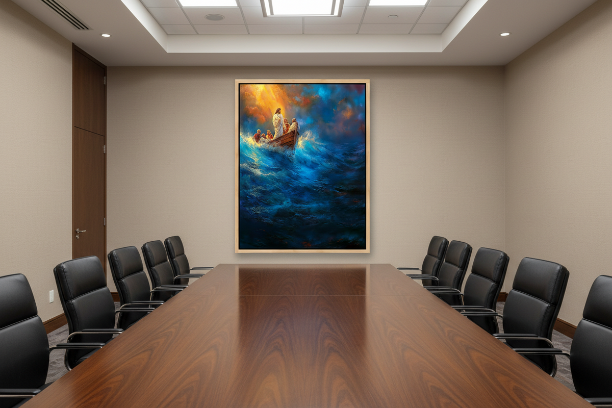 Jesus Calms the Storm Wall Art – Christian Boat Canvas