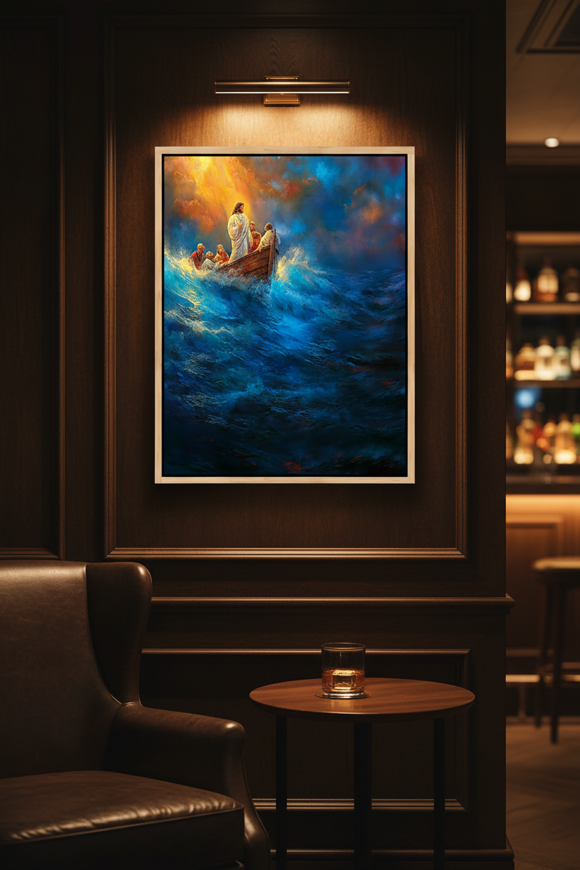 Jesus Calms the Storm Wall Art – Christian Boat Canvas