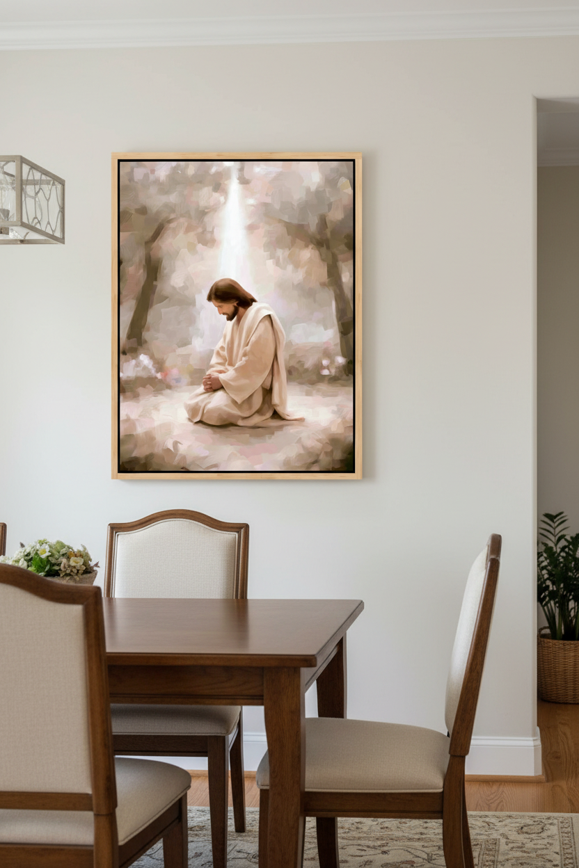 Jesus Praying Wall Art – Peaceful Christian Prayer Canvas