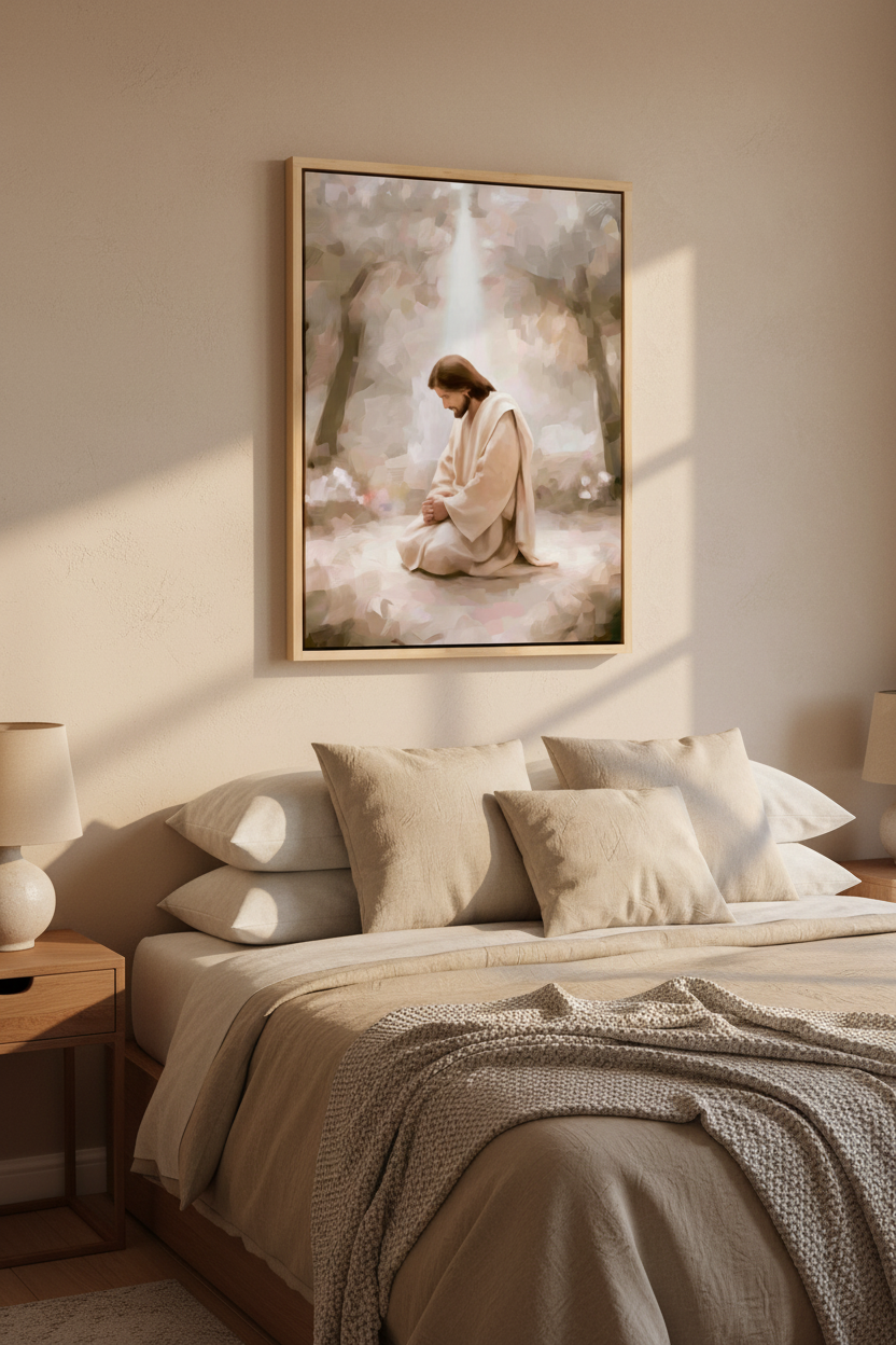 Jesus Praying Wall Art – Peaceful Christian Prayer Canvas
