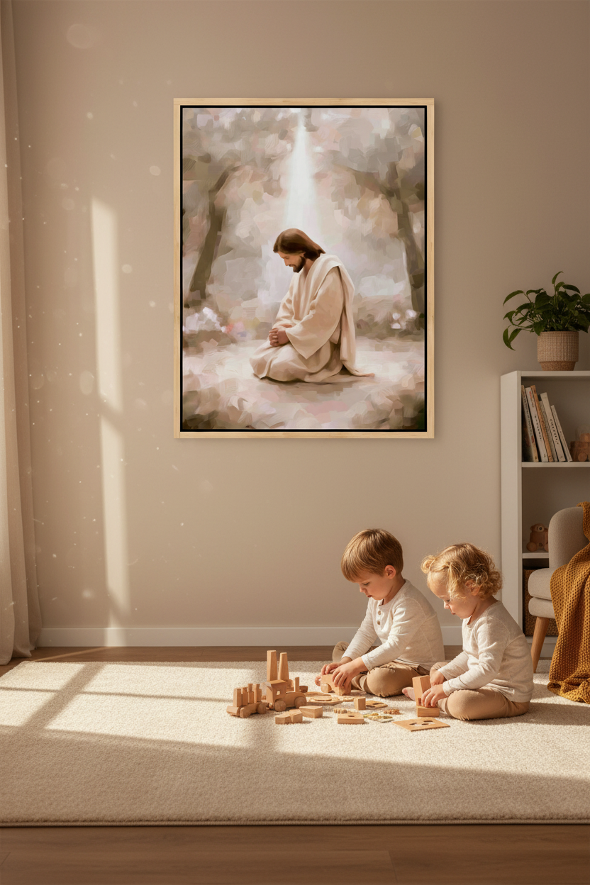 Jesus Praying Wall Art – Peaceful Christian Prayer Canvas