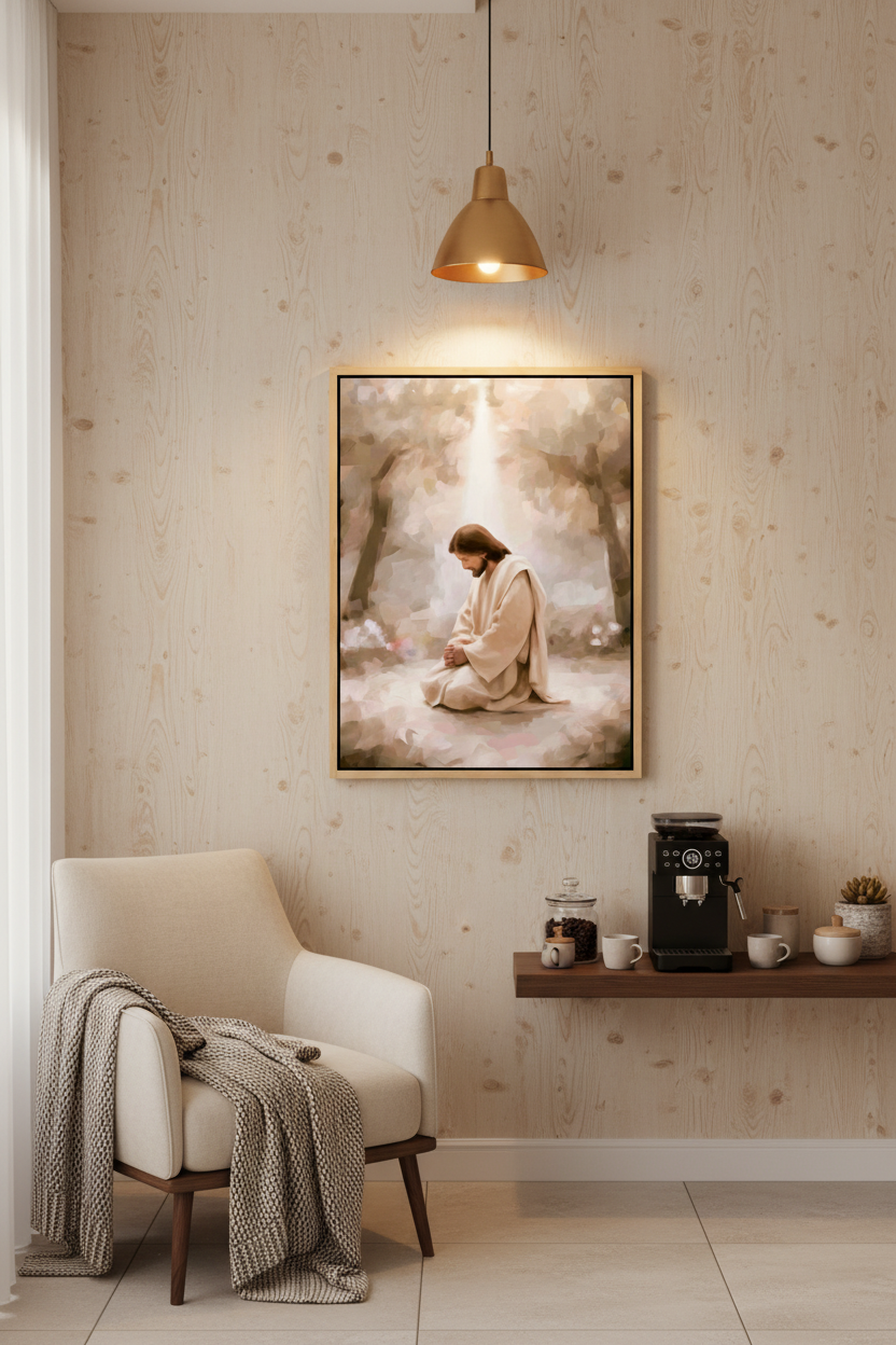 Jesus Praying Wall Art – Peaceful Christian Prayer Canvas