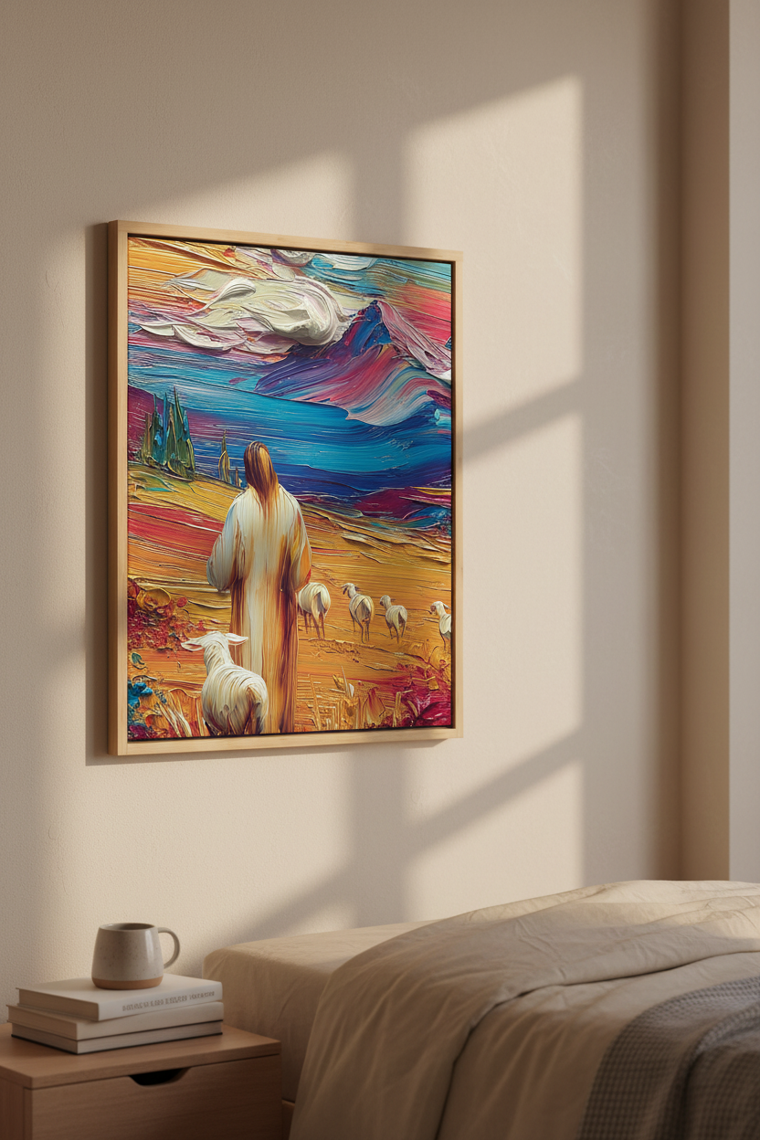 Jesus the Good Shepherd – Colorful Christian Wall Art