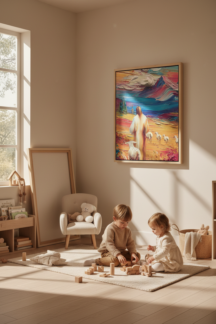 Jesus the Good Shepherd – Colorful Christian Wall Art