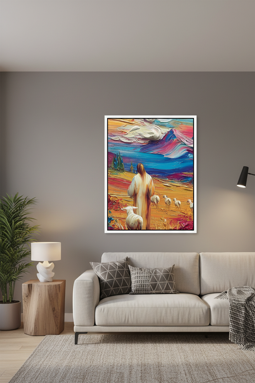 Jesus the Good Shepherd – Colorful Christian Wall Art