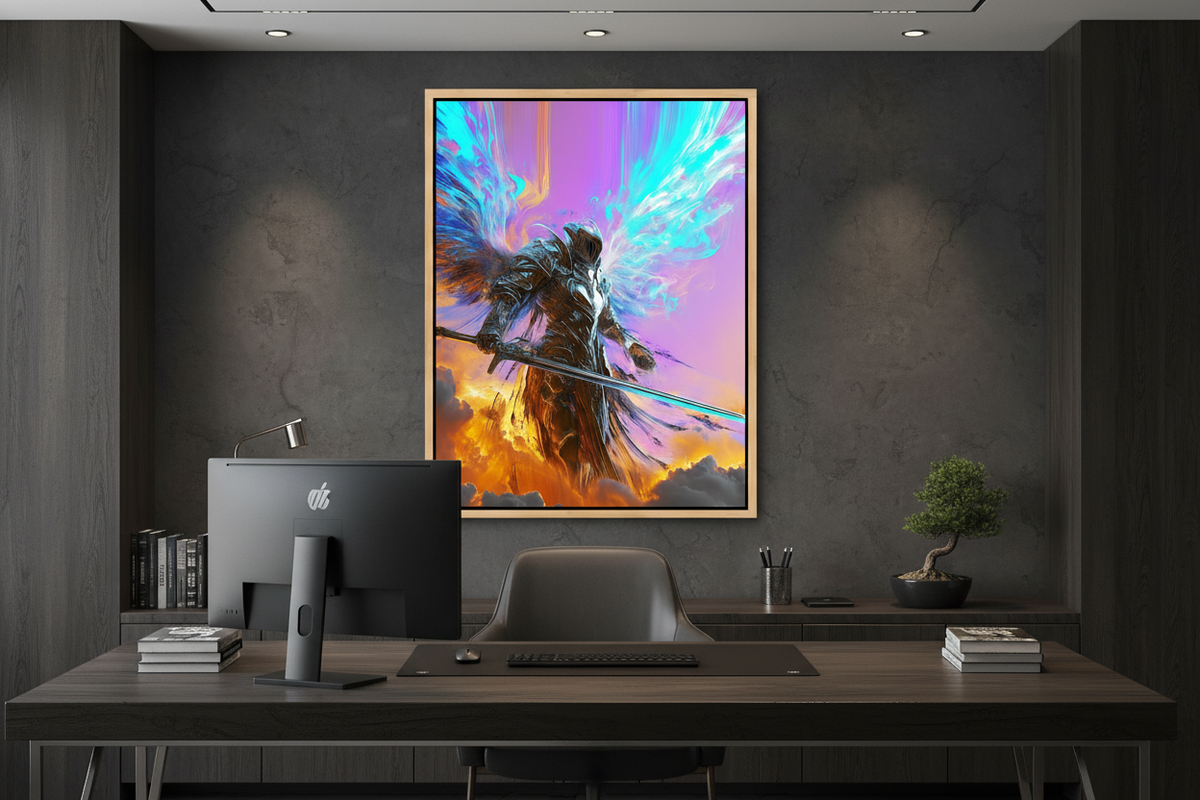 Warrior Angel with Sword – Christian Spiritual Warfare Wall Art