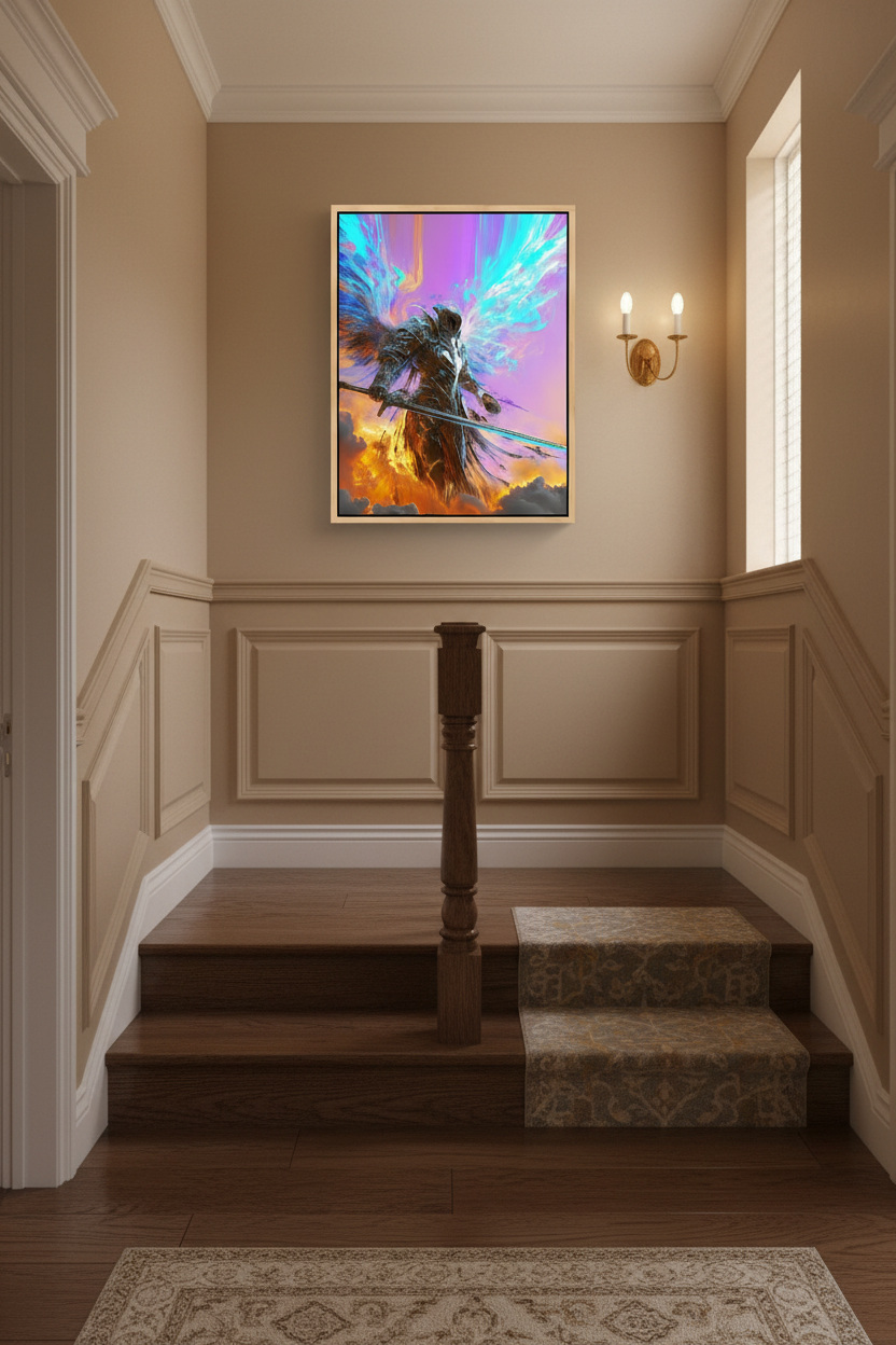 Warrior Angel with Sword – Christian Spiritual Warfare Wall Art