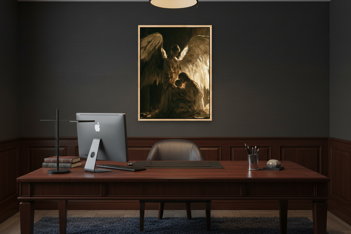 Angels Watching Over a Child – Guardian Angel Christian Wall Art