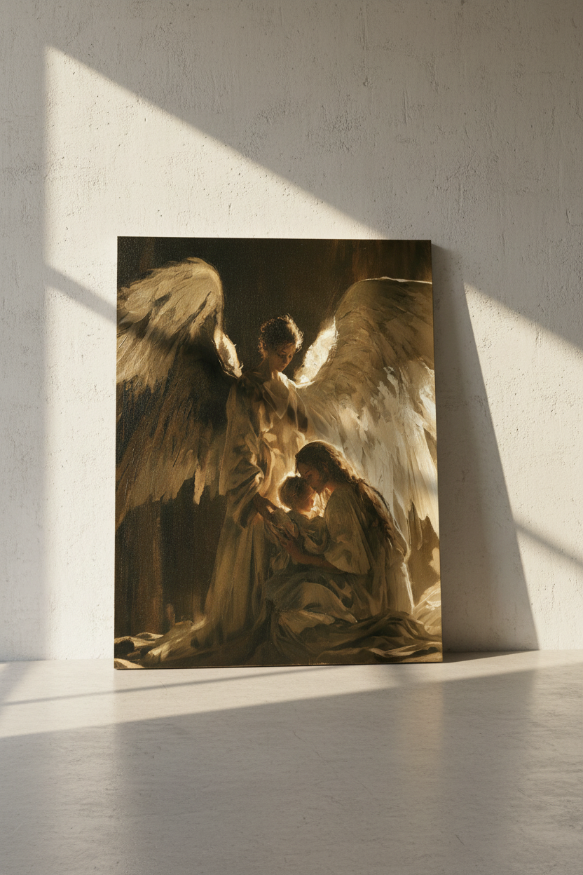 Angels Watching Over a Child – Guardian Angel Christian Wall Art
