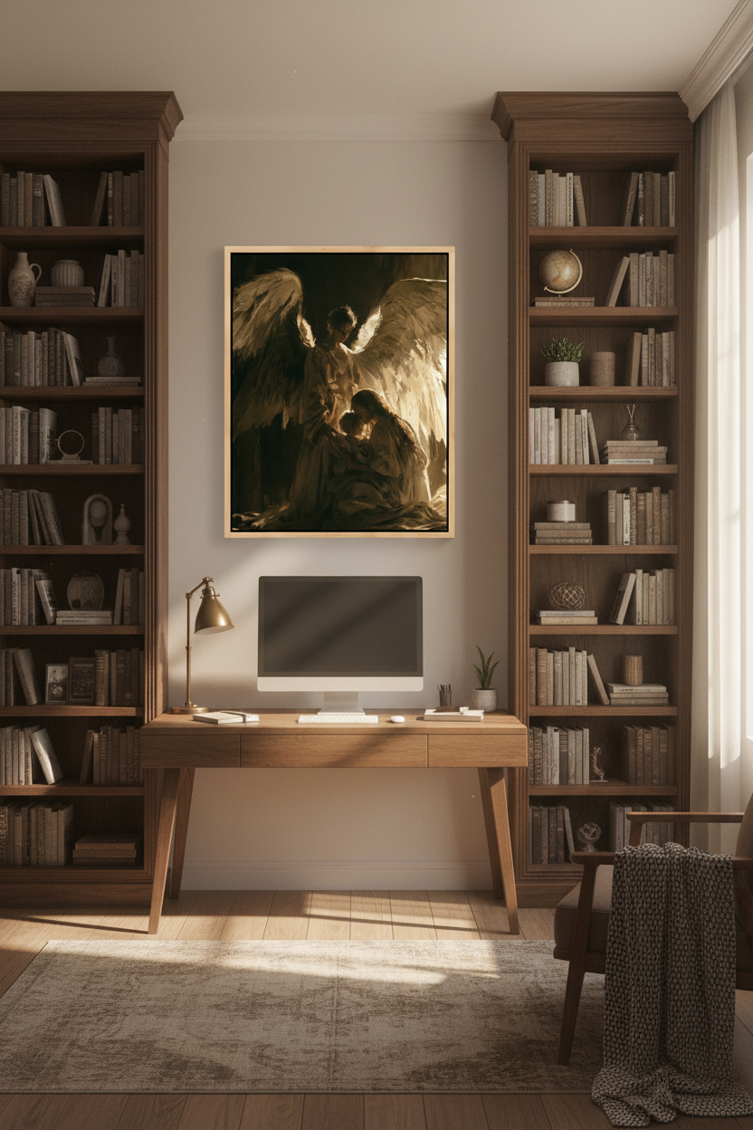 Angels Watching Over a Child – Guardian Angel Christian Wall Art