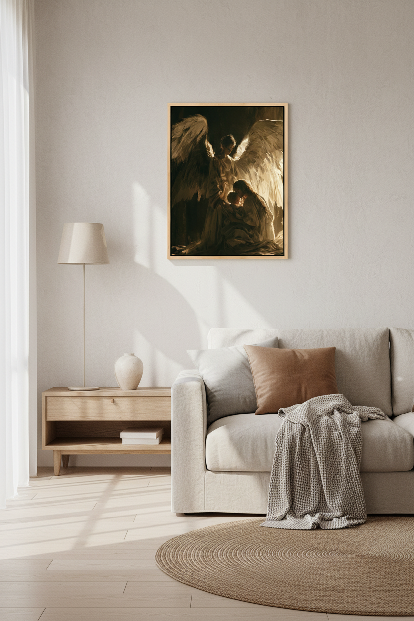 Angels Watching Over a Child – Guardian Angel Christian Wall Art