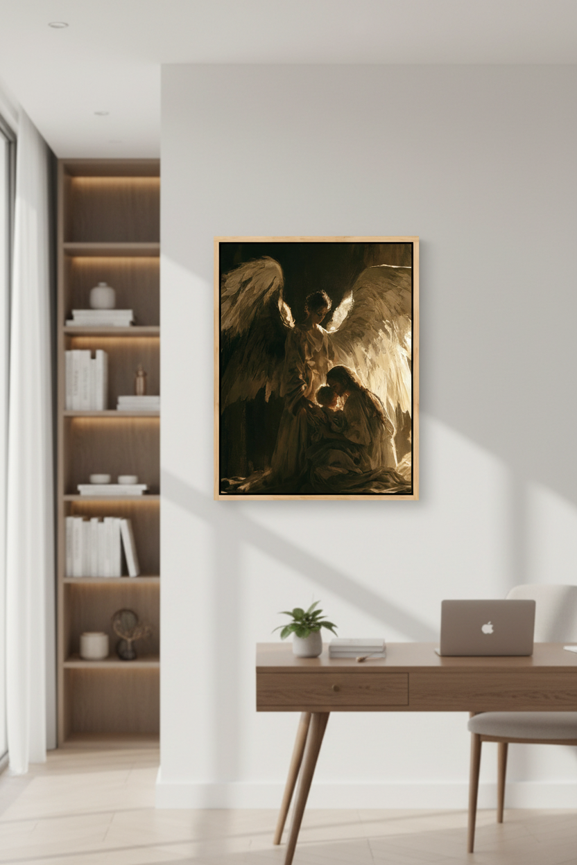Angels Watching Over a Child – Guardian Angel Christian Wall Art