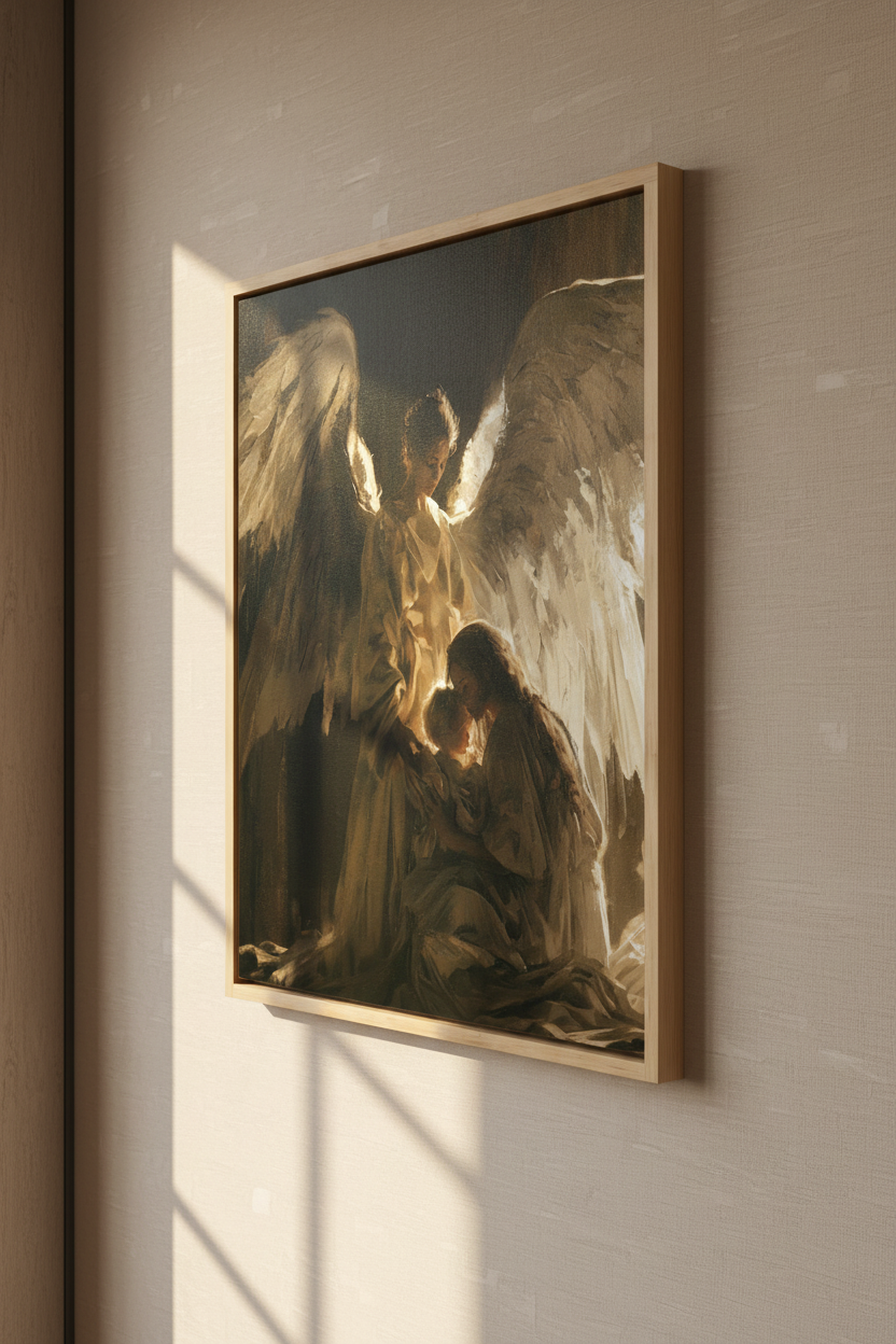 Angels Watching Over a Child – Guardian Angel Christian Wall Art