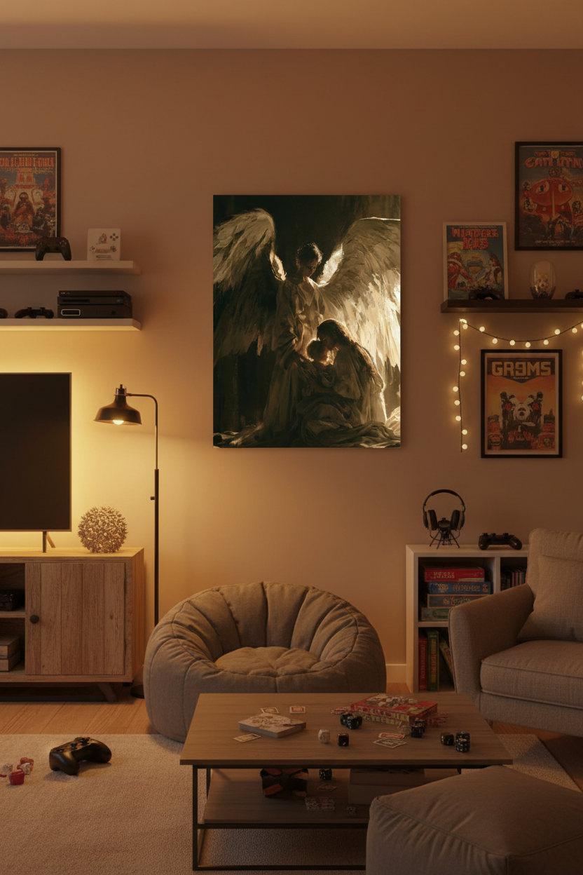 Angels Watching Over a Child – Guardian Angel Christian Wall Art