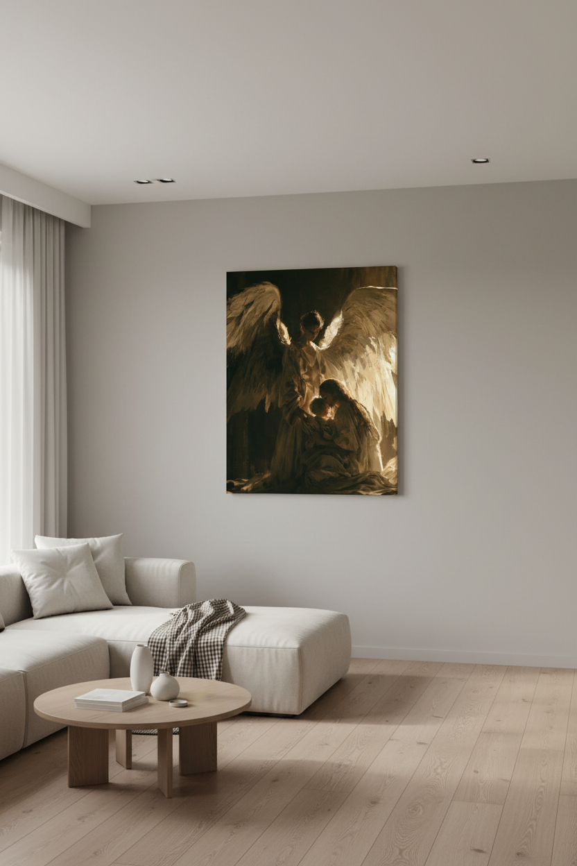 Angels Watching Over a Child – Guardian Angel Christian Wall Art