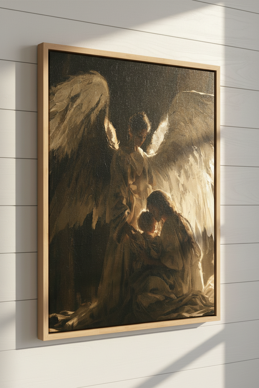 Angels Watching Over a Child – Guardian Angel Christian Wall Art