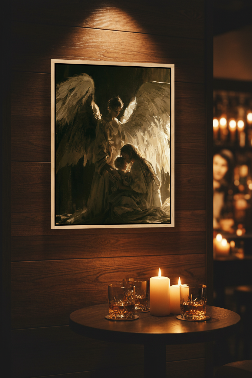 Angels Watching Over a Child – Guardian Angel Christian Wall Art