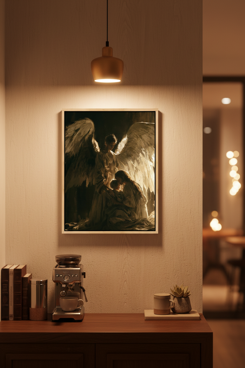 Angels Watching Over a Child – Guardian Angel Christian Wall Art