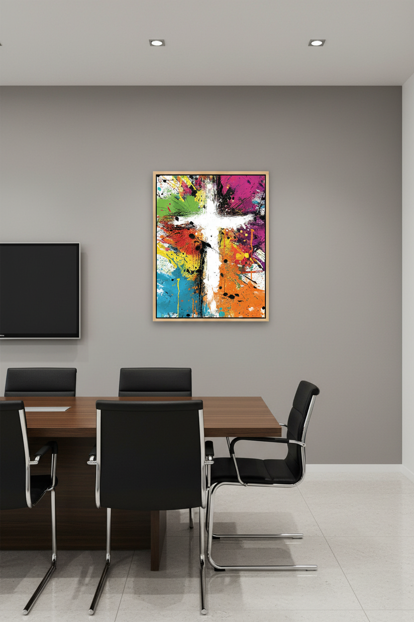Faith in Full Color – Abstract Colorful Cross Christian Wall Art