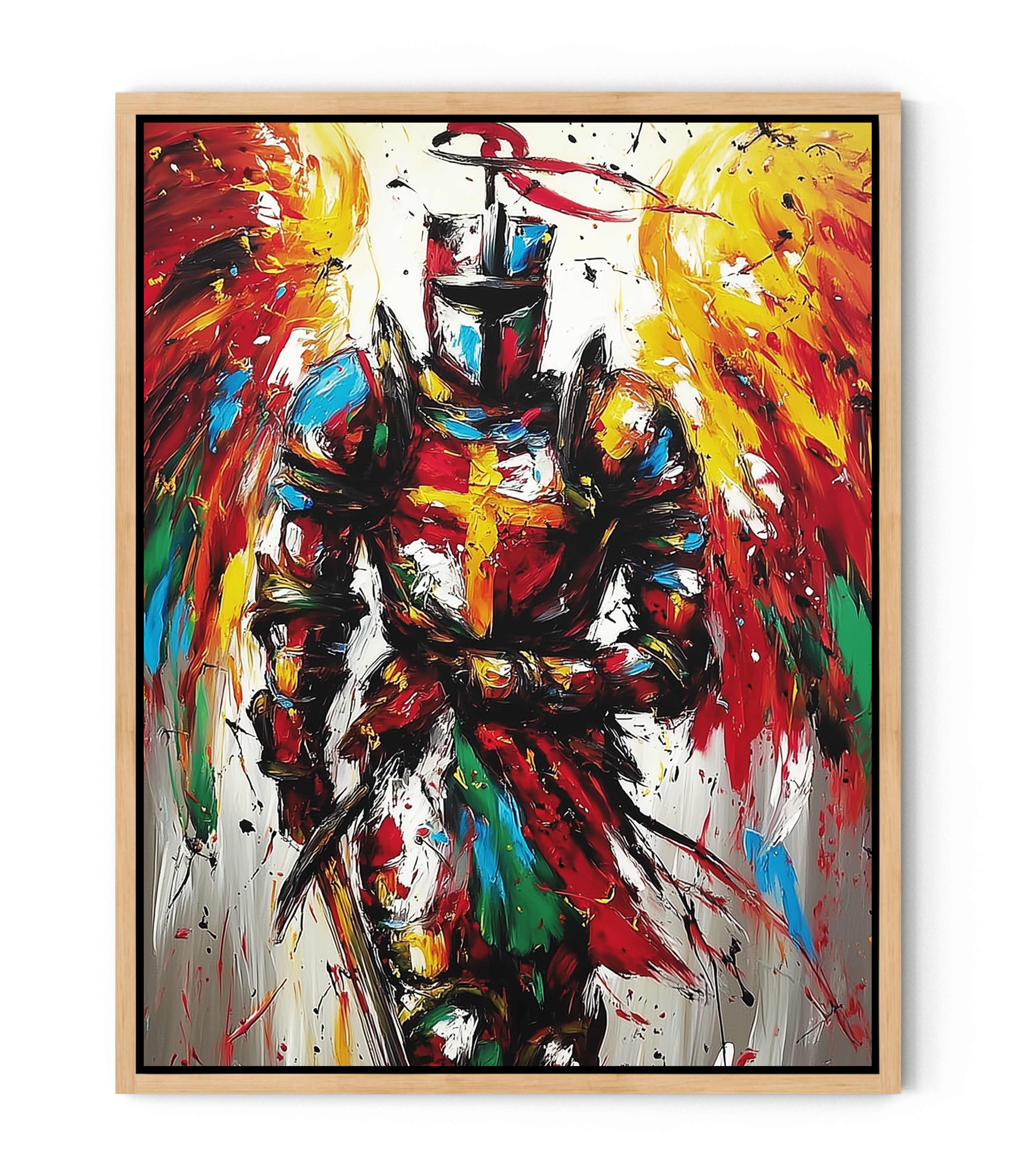 Angel Warrior of the Cross – Abstract Christian Armor Wall Art