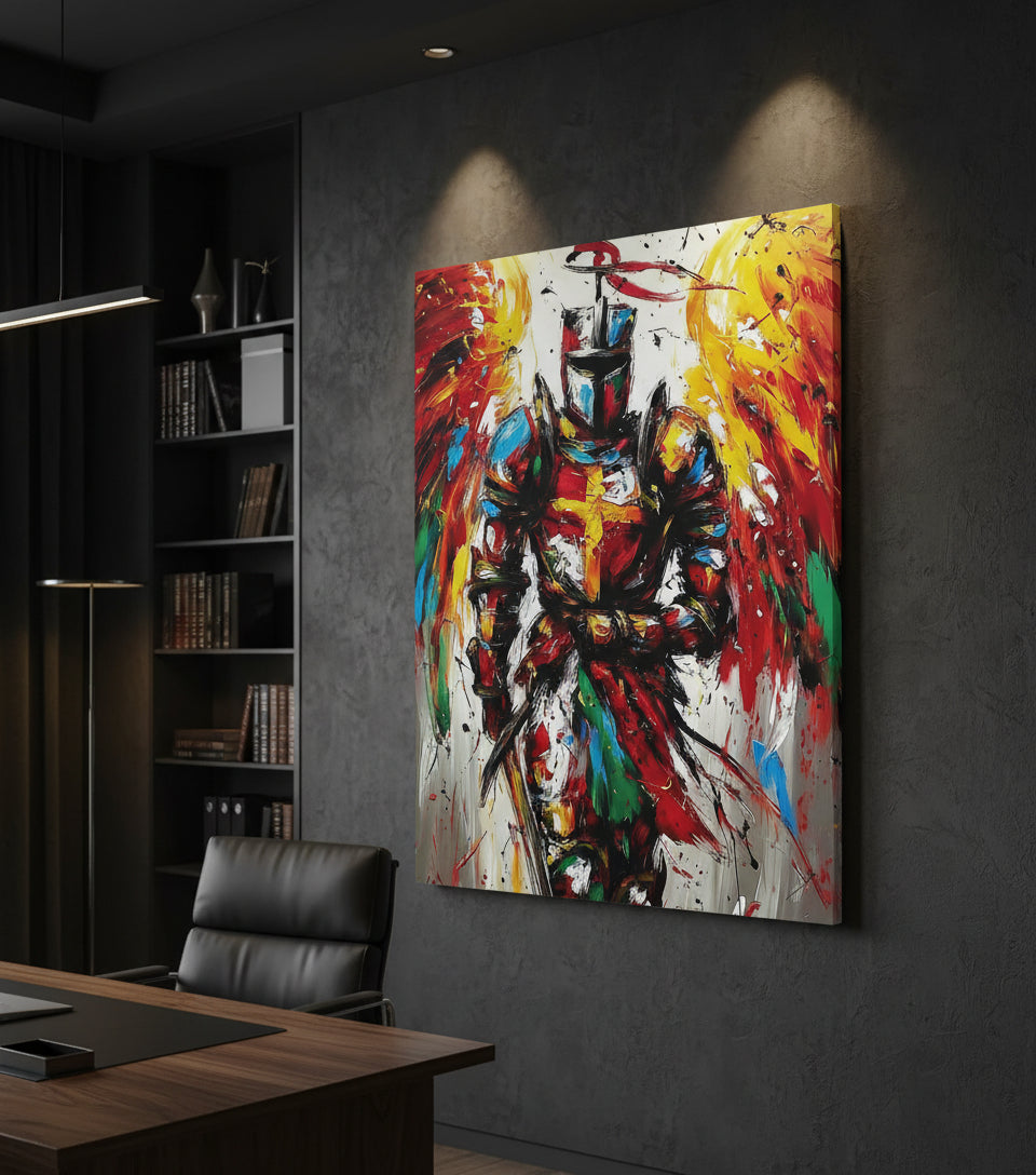 Angel Warrior of the Cross – Abstract Christian Armor Wall Art