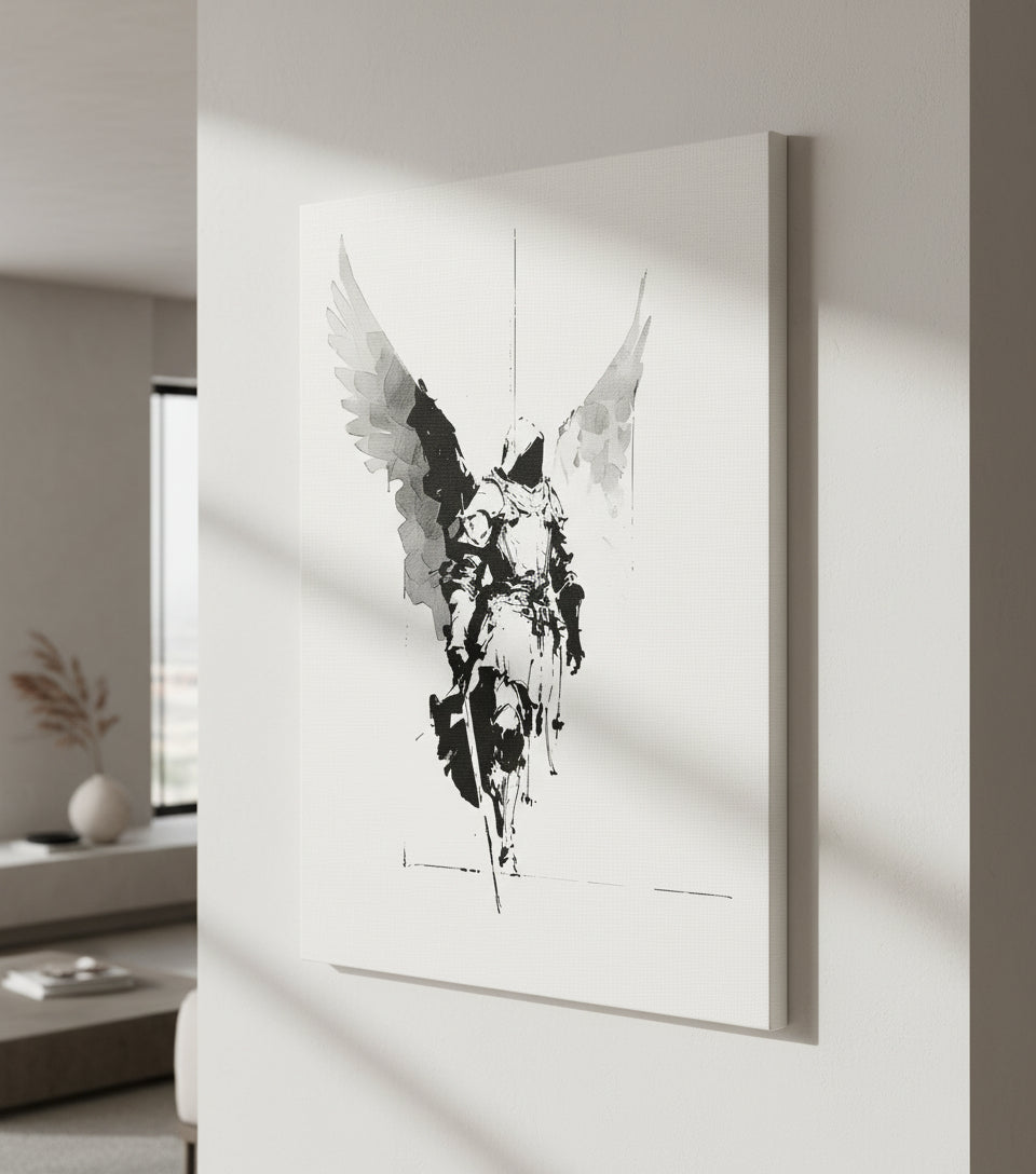 Heavenly Guardian Warrior – Angel with Sword Christian Wall Art