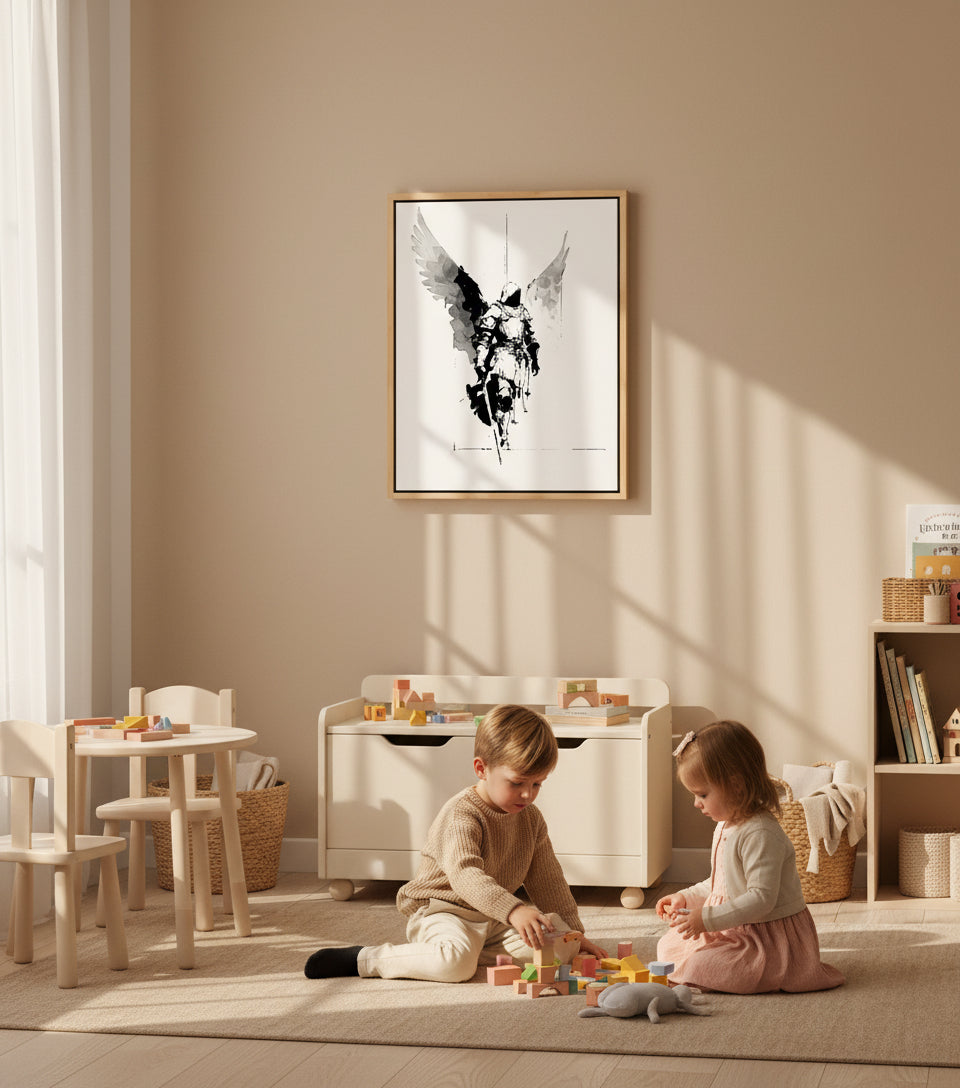Heavenly Guardian Warrior – Angel with Sword Christian Wall Art