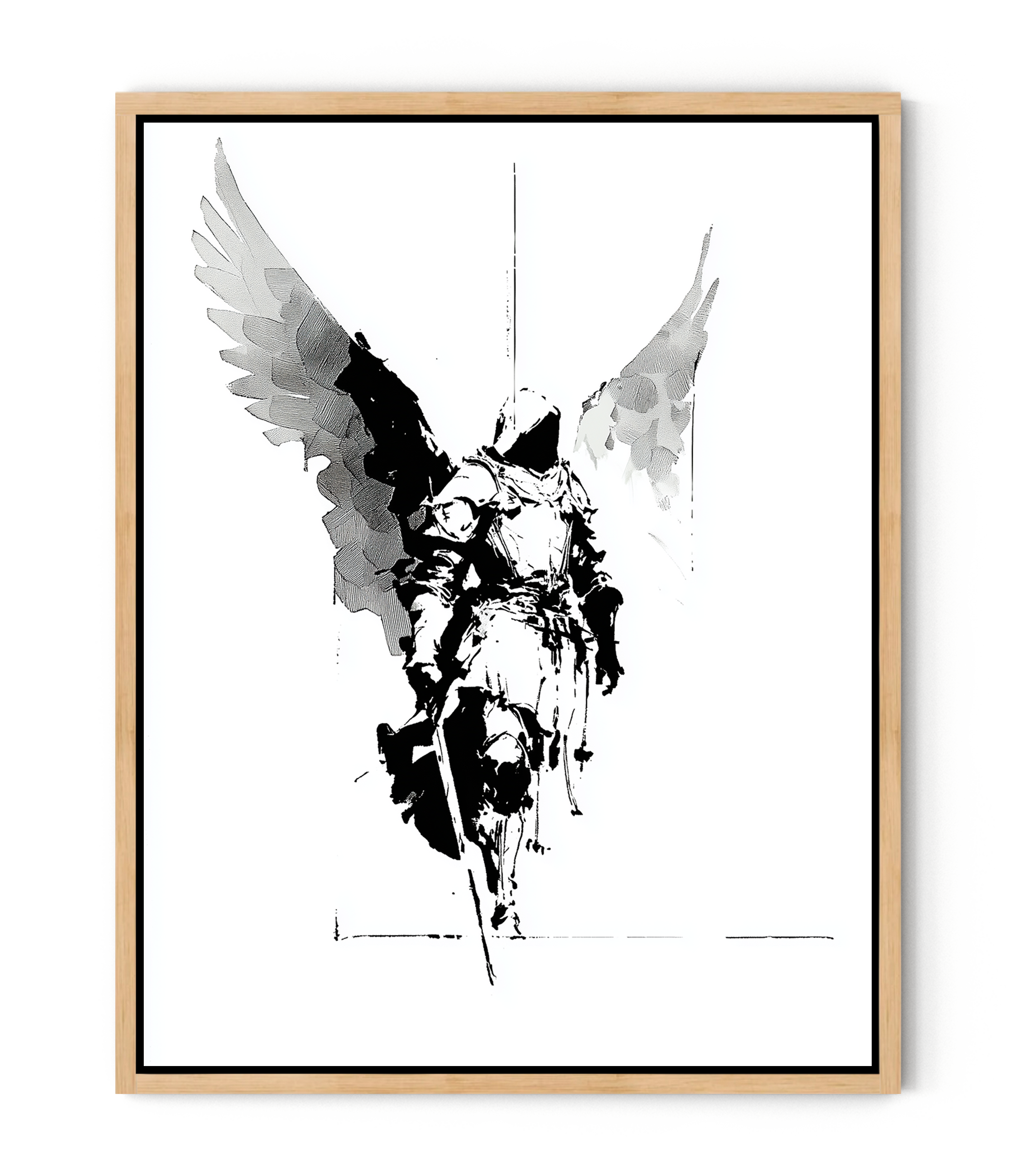 Heavenly Guardian Warrior – Angel with Sword Christian Wall Art