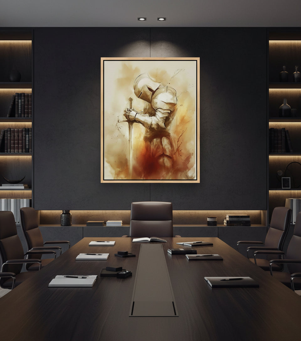 Faithful Warrior Prayer Canvas – Christian Armor of God Art