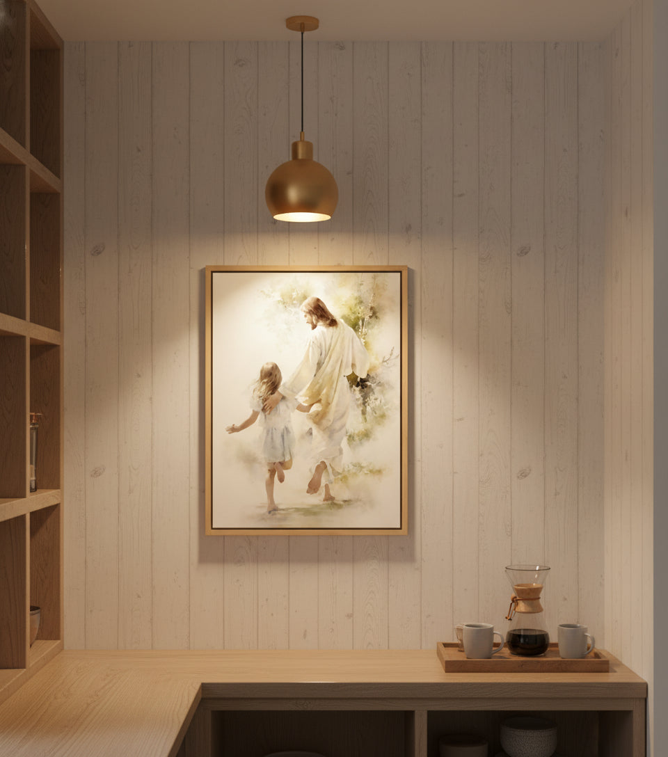 Jesus and Little Girl Watercolor – Christian Art Print