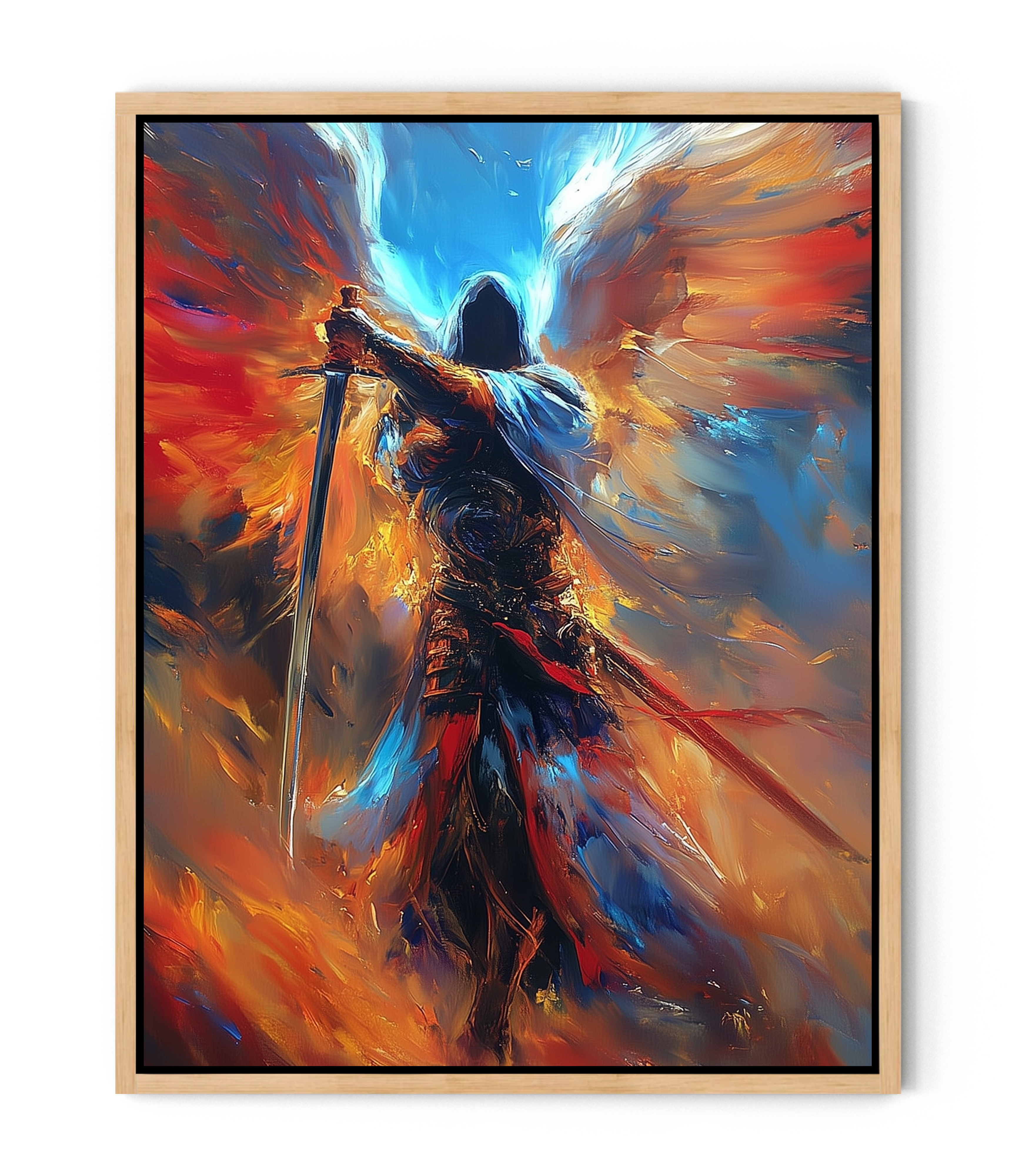 Celestial Warrior – Epic Angelic Canvas Art for Gaming Rooms | Frameless Wall Poster