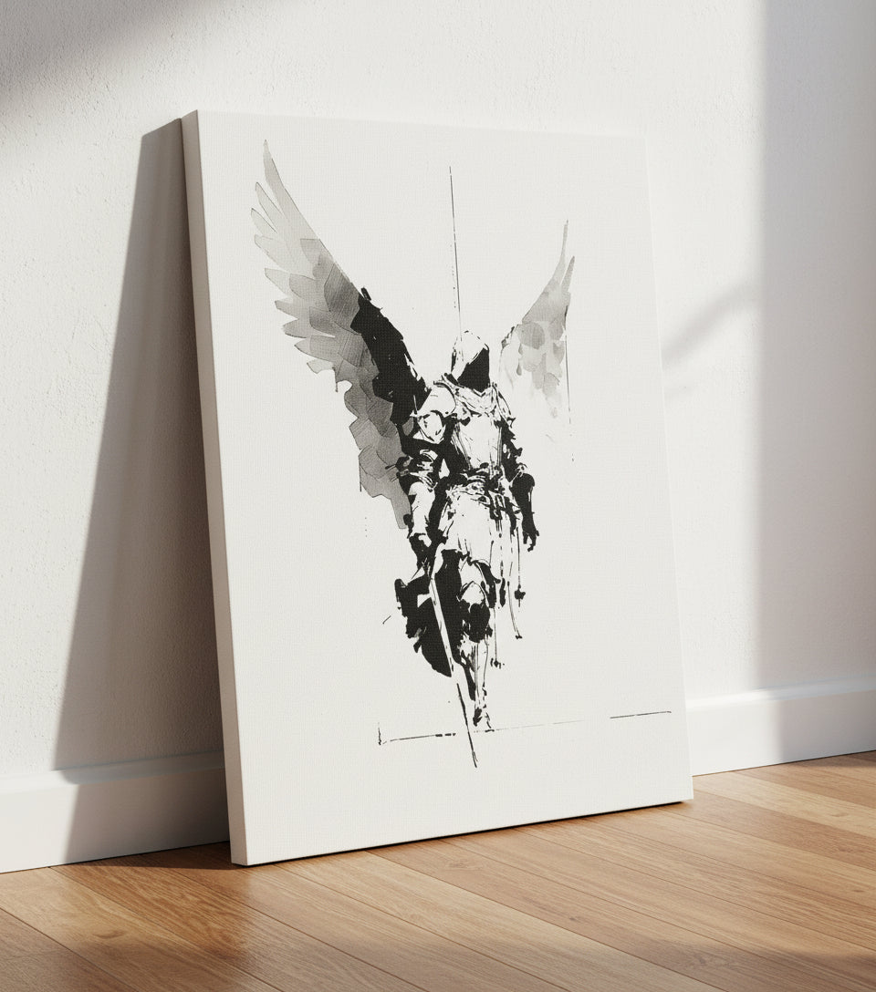 Heavenly Guardian Warrior – Angel with Sword Christian Wall Art