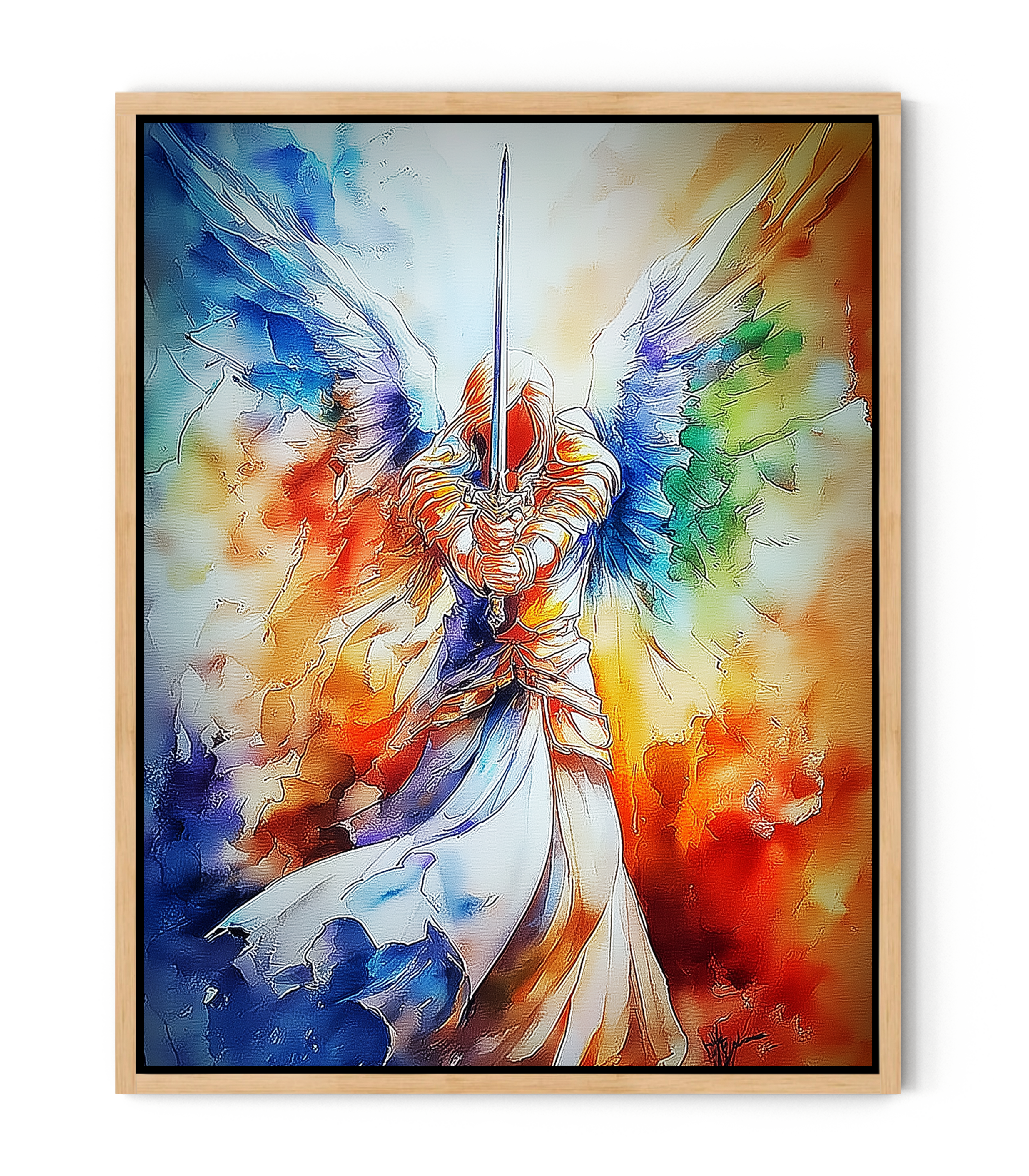 Sword of the Guardian Angel – Heavenly Warrior Wall Art | Christian Angel Canvas Print